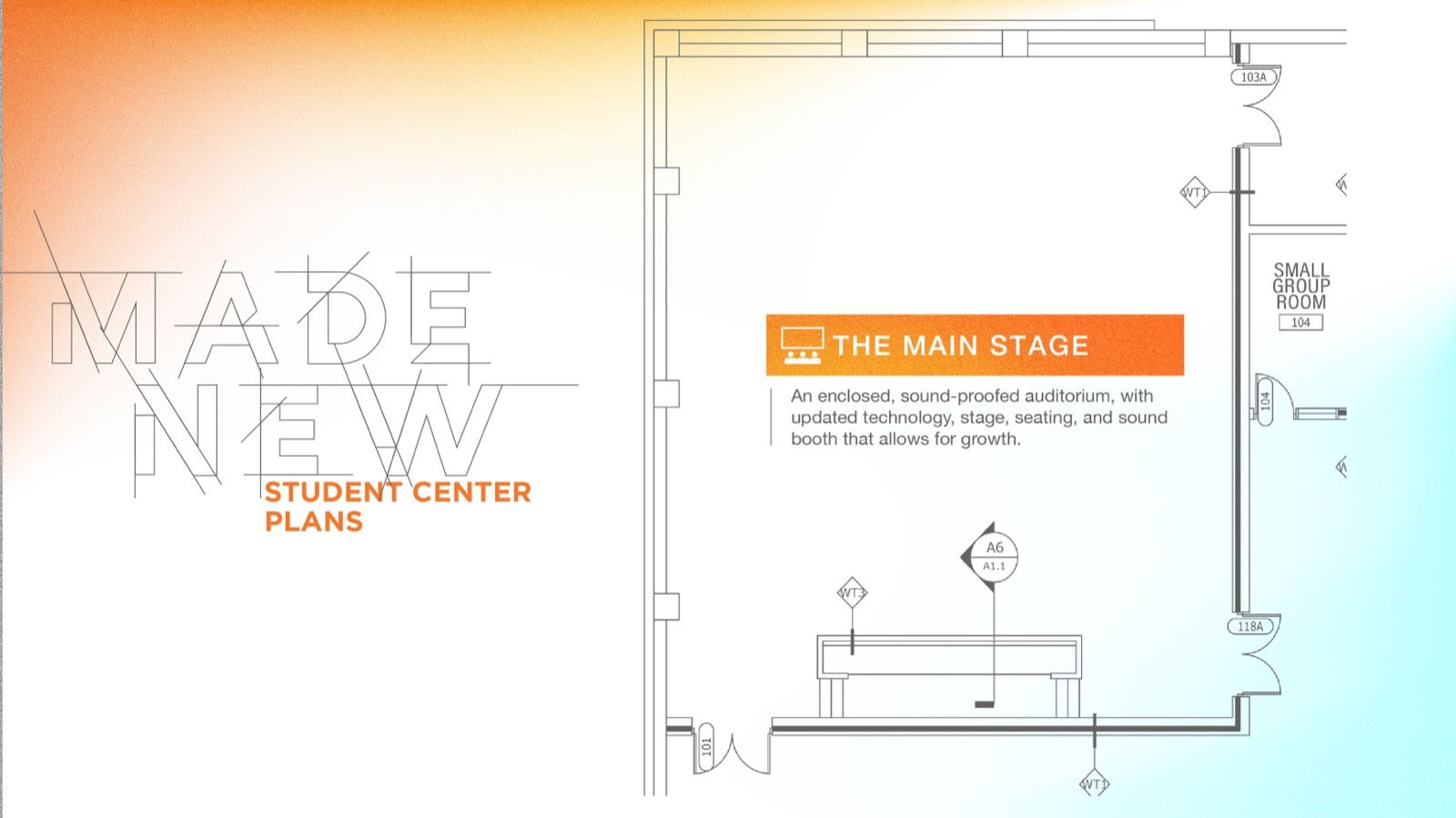 Building plan: large-group worship room