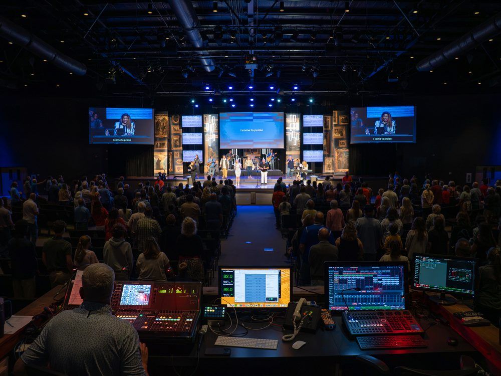 The current audio/video production booth at Bay Life