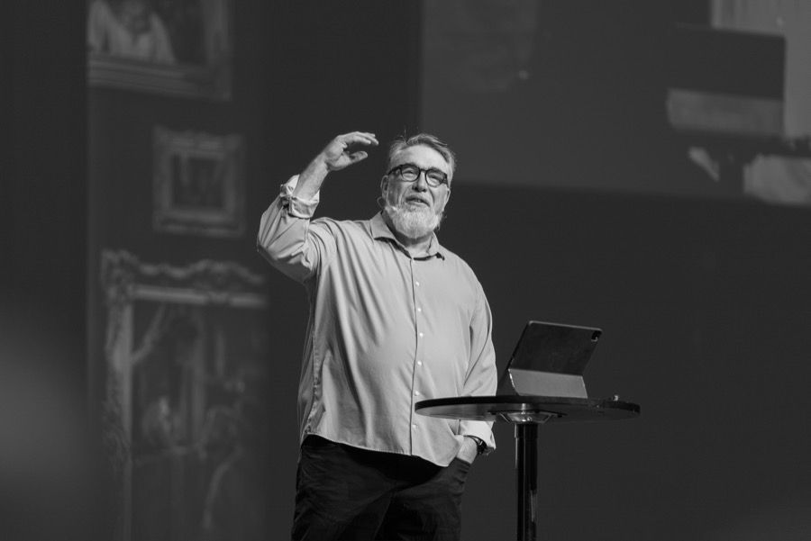Pastor Mark Saunders preaching at Bay Life Church